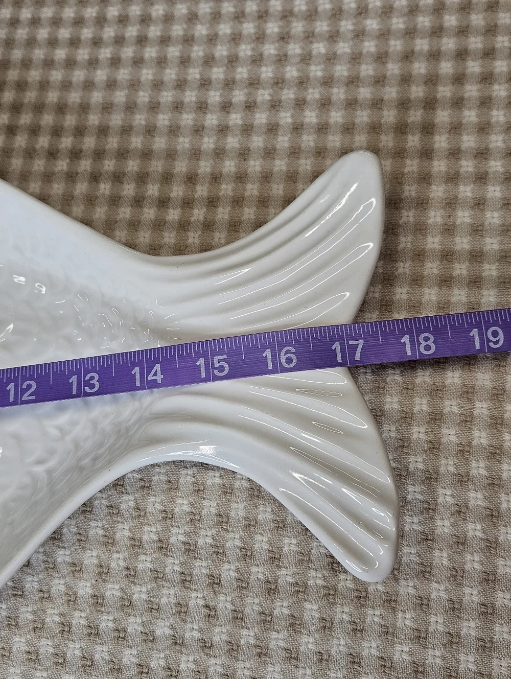Vintage Calif USA 589 White Ceramic Fish Platter MCM Coastal Seafoid Servewear